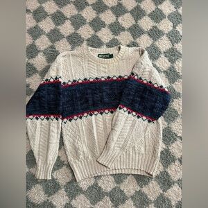 VINTAGE American Eagle Men Chunky Knit 90s 80s Sweater Dad Grandpa Cotton Medium